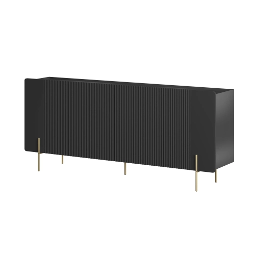 Komoda Malmi 200 cm - czarny mat / złote nóżki